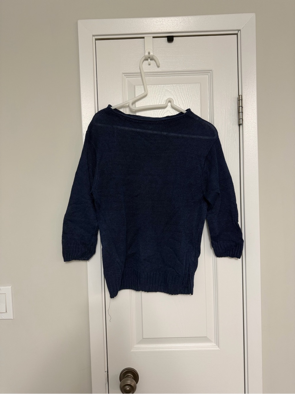 Women's Navy Boatneck Lightweight Knit Sweater